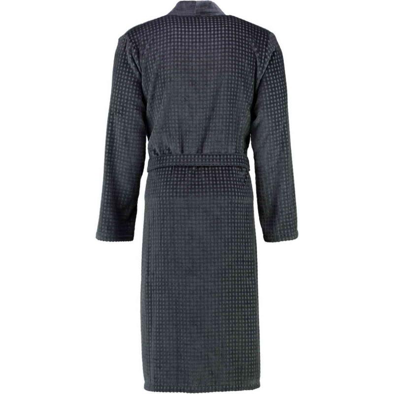 Cawö våfflad lång antracit kimono morgonrock herr pique look 100% bomull