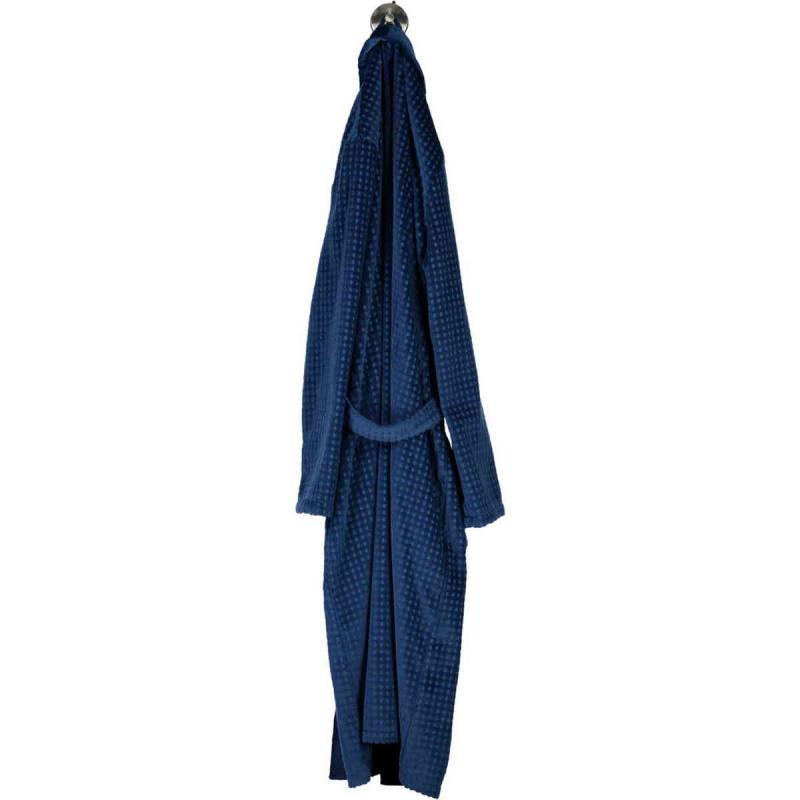 Cawö waffle-pique look blue long kimono bathrobe 100% cotton