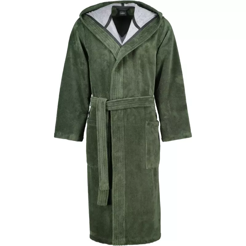 Cawö Men's Hooded Bathrobe 831-47 Field