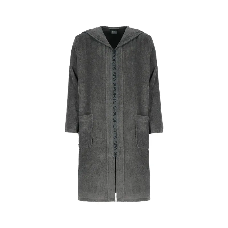 Cawö men's hooded zip bathrobe – Anthracite 6850-774