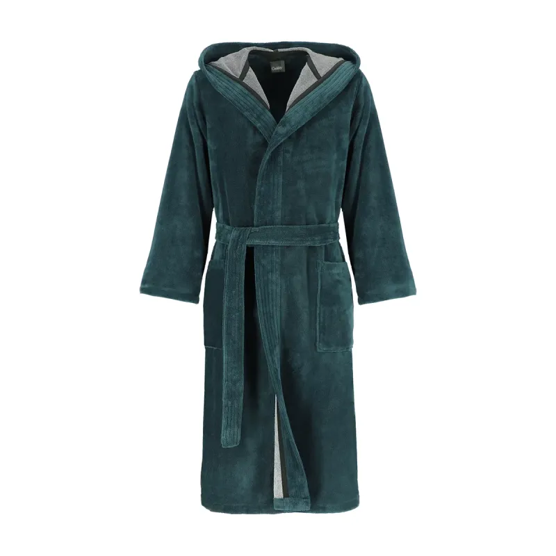 Cawö men's hooded bathrobe – Petrol 831-49