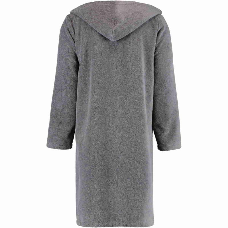 Cawö men's hooded terry bathrobe with diagonal zipper 6516-774