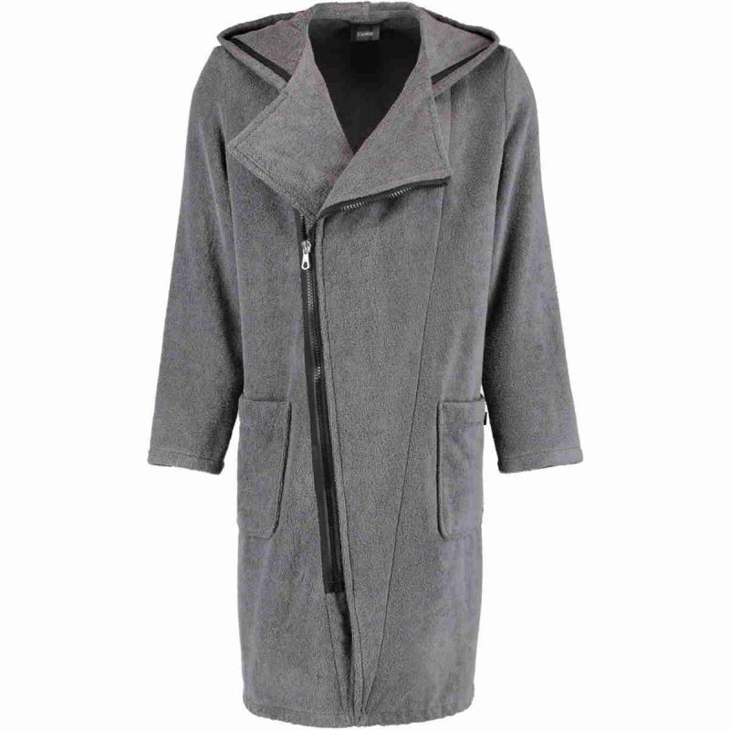 Cawö morgonrock med diagonal dragkedja och huva för men 6516-774