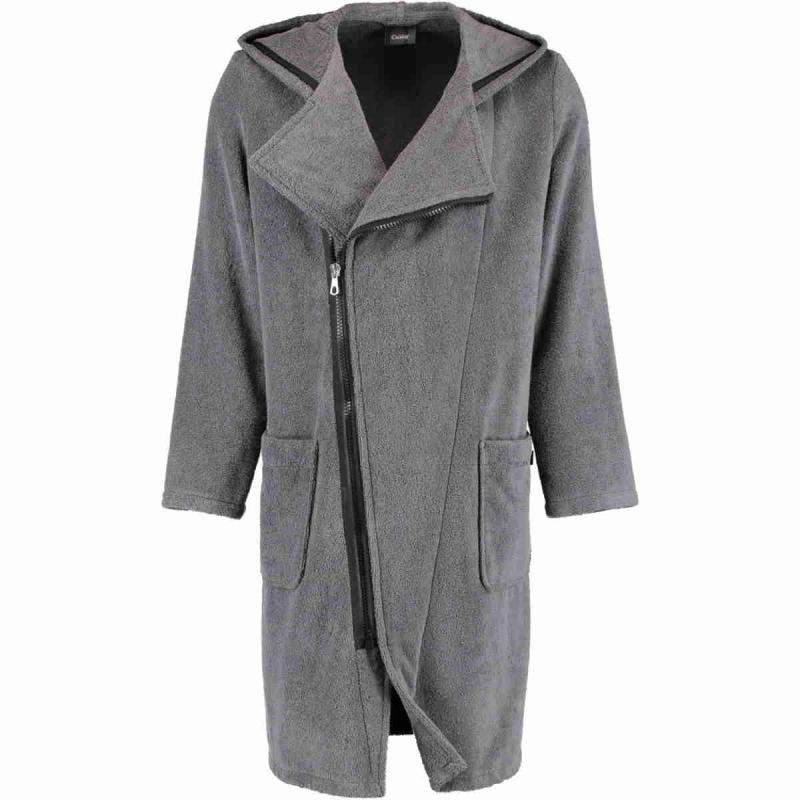 Cawö morgonrock med diagonal dragkedja och huva för men 6516-774