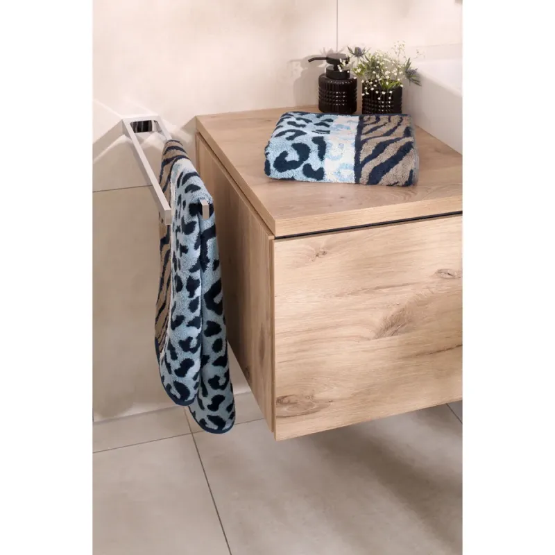 Cawö Noblesse Animal cotton towel, animal print – sky blue 1090-11