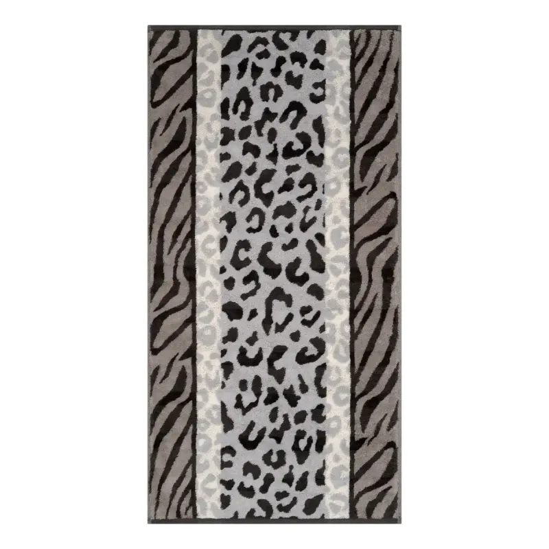 Cawö Noblesse Animal cotton towel, animal print – metal grey 1090-77