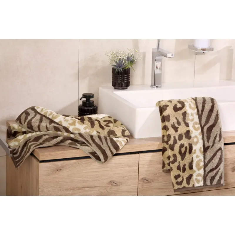 Cawö Noblesse Animal cotton towel, animal print – sand beige 1090-33