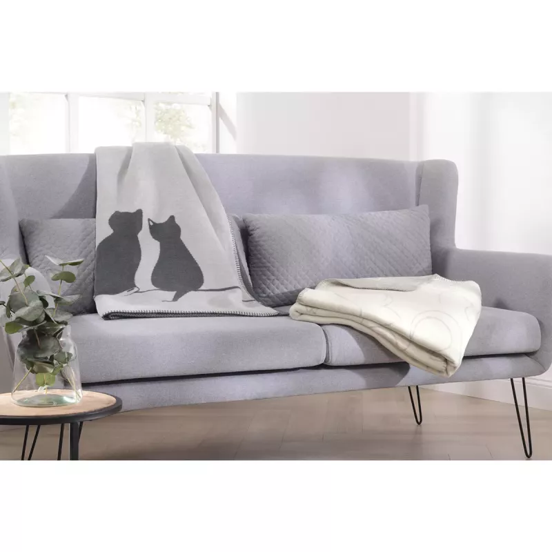 Pläd Cute cats Sten-antracit