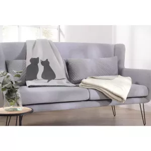 Pläd Cute cats Sten-antracit