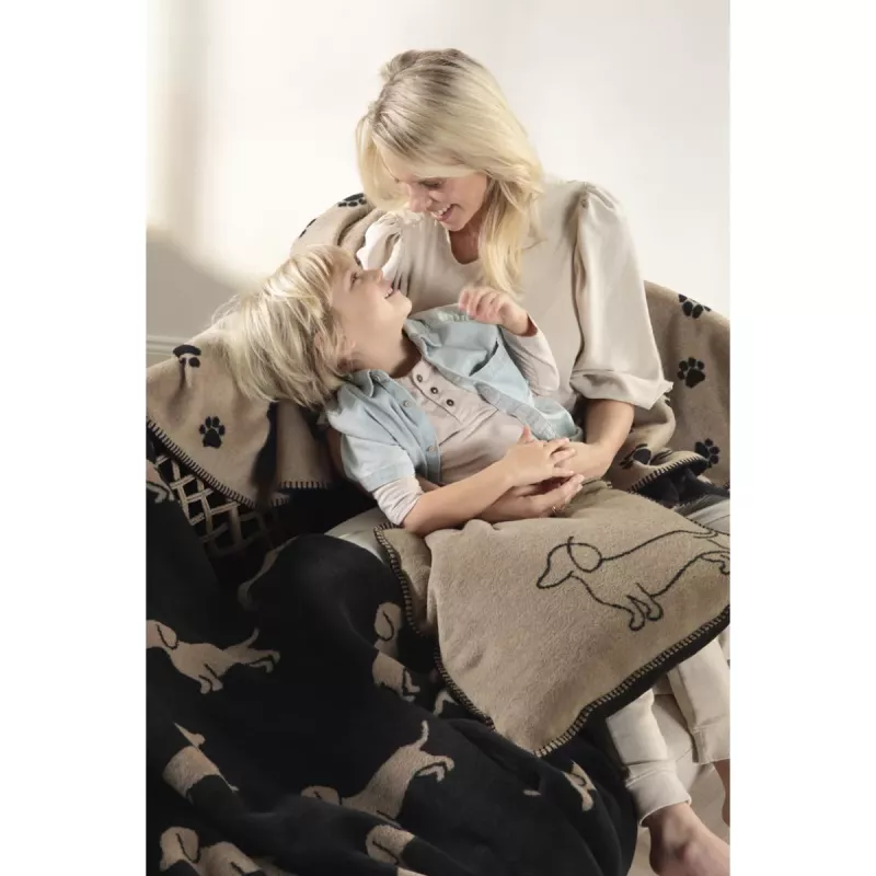 Pläd We love dogs Svart-beige