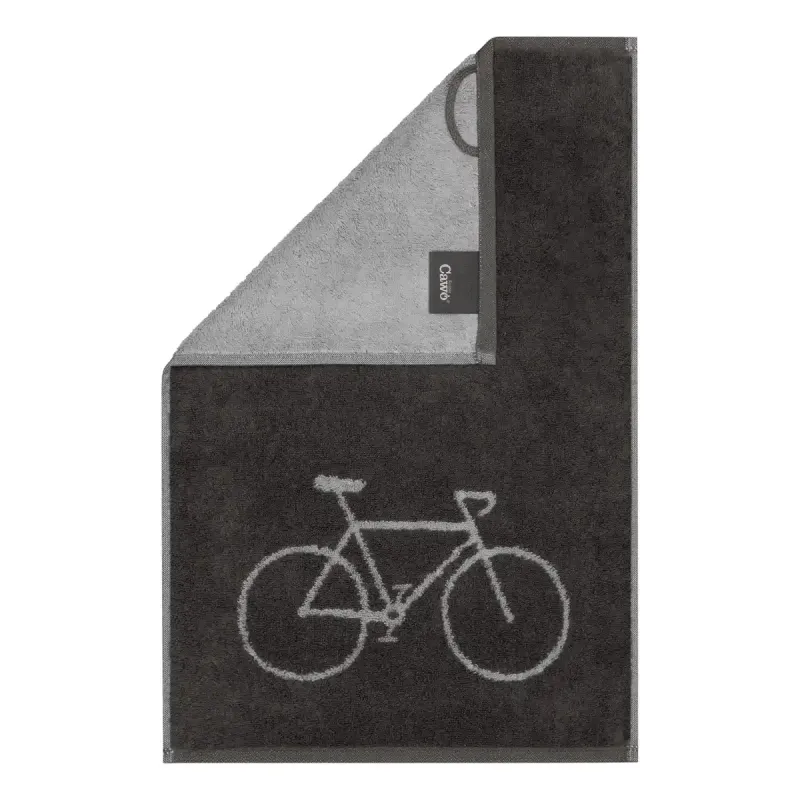 Cawö Postcard Towels guest towel with bicycle print – basalt grey 100-23