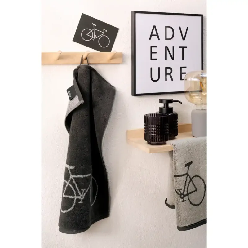 Cawö Postcard Towels guest towel with bicycle print – basalt grey 100-23