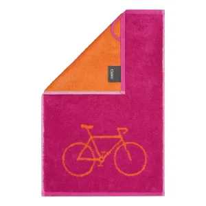 Cawö Postcard Towels guest towel with bicycle print – pink 100-22