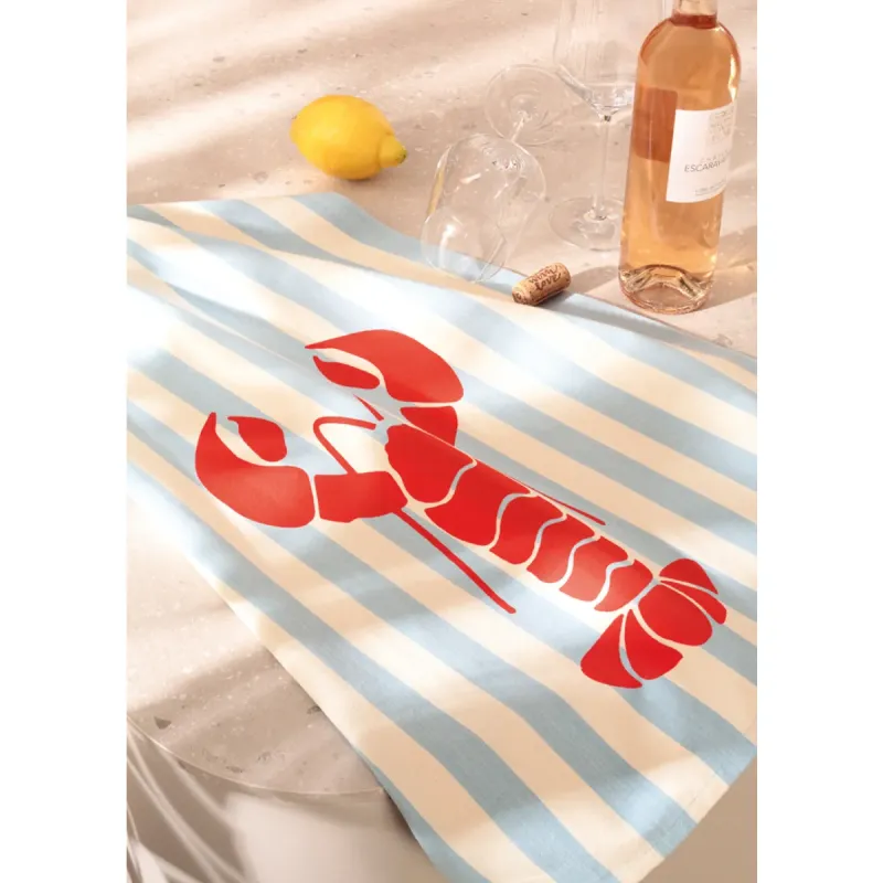 Cawö Prints & Stripes kitchen towels 2-pack lobster print blue/natural 50×70 cm 542-13