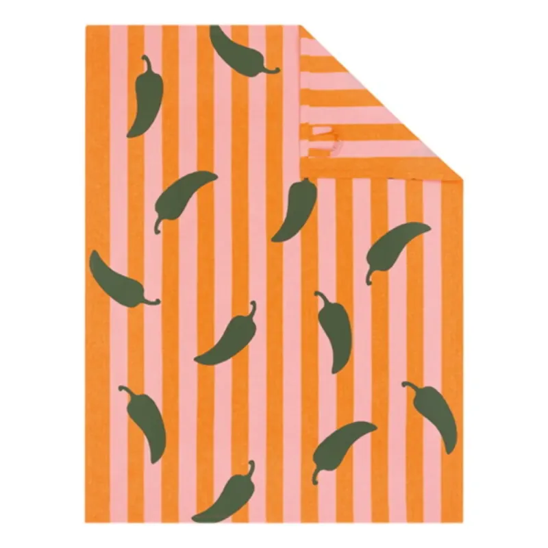 Cawö Prints & Stripes kitchen towels 2-pack pepper print pink/orange 50×70 cm 545-23