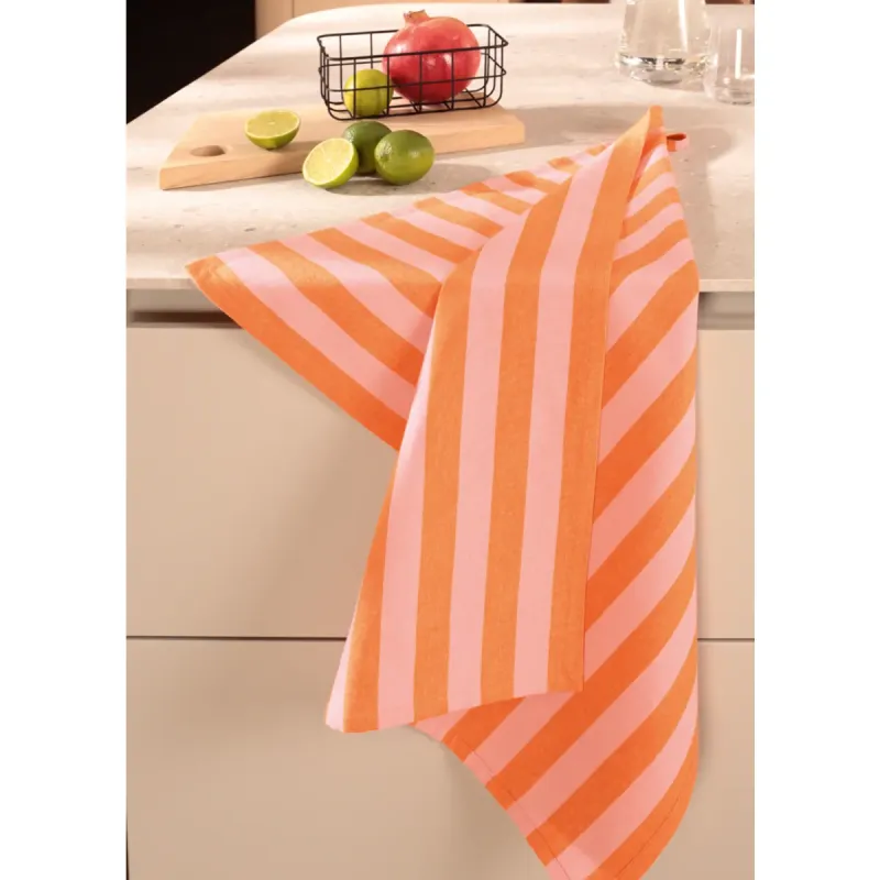Cawö Prints & Stripes kitchen towels 2-pack striped pink/orange 50×70 cm 546-23