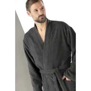 Cawö PURE Elements men's kimono bathrobe – Basalt 6526-740