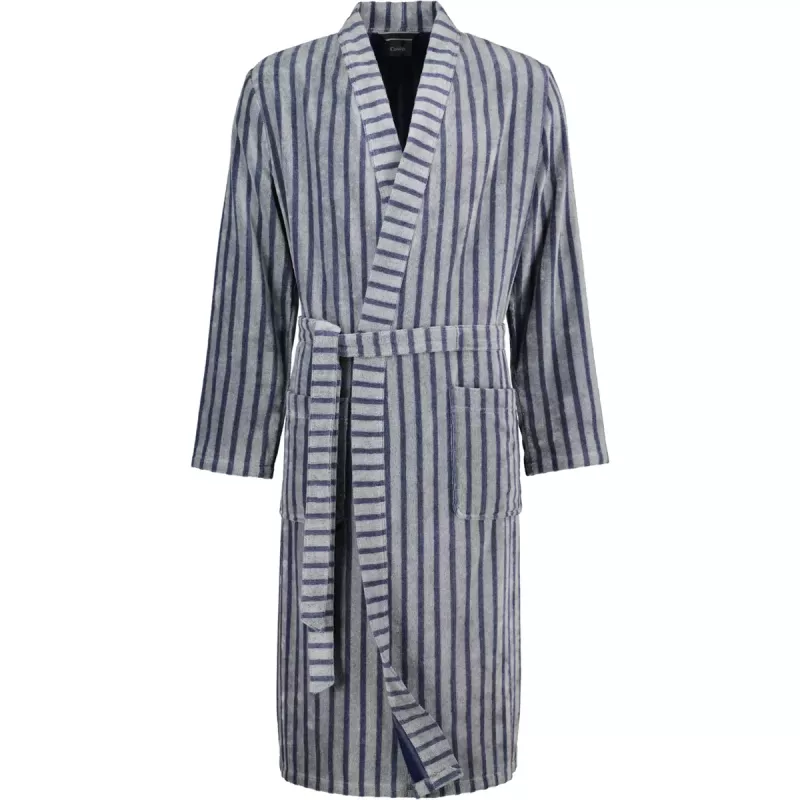 Cawö Striped Kimono Robe for men 5505-17 Denim