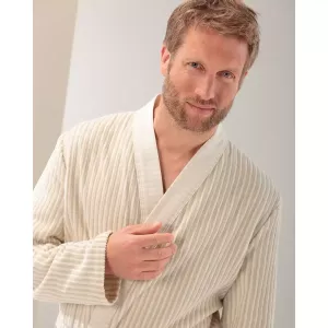 Cawö Striped Kimono Robe for men 5718-33 Beige