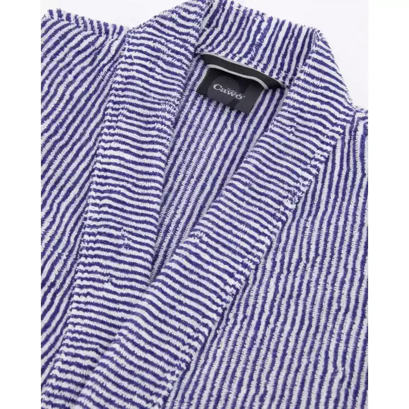 Cawö Striped Kimono Dressing Gown for Men 3834-16 Blue
