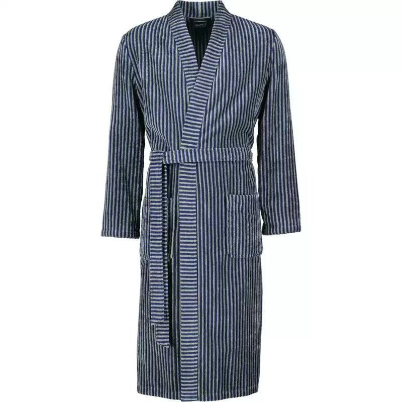 Cawö Men's Striped Kimono Robe 4854-14 Blue field