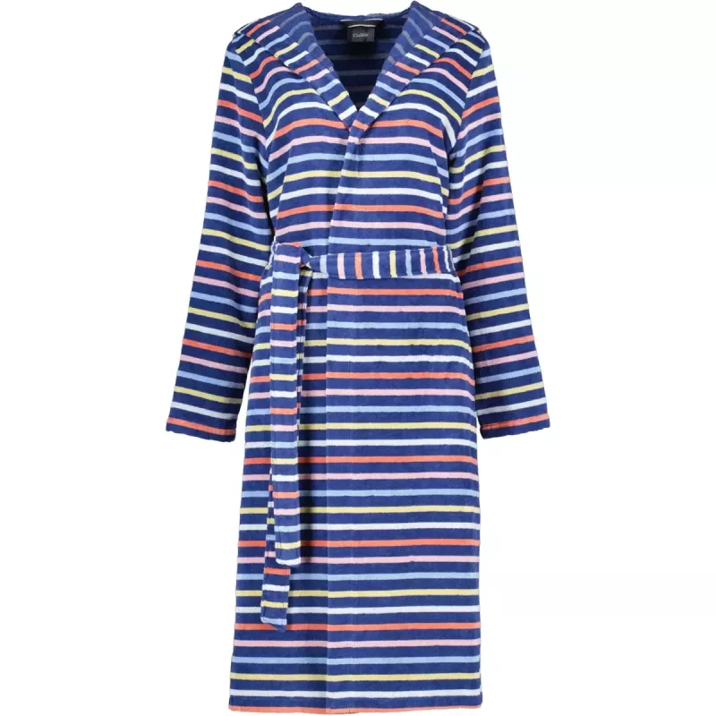 Cawö Ladies Striped Robe with Hood 3344-12 Colorful