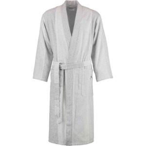 Cawö silvergrå och vit kimono frotté badrock lång unisex modell