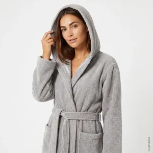 Cawö The Luxury women's hooded bathrobe – Metal Grey 852-735