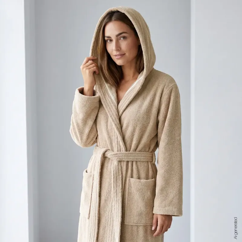 Cawö The Luxury women's hooded bathrobe – Sand 852-375