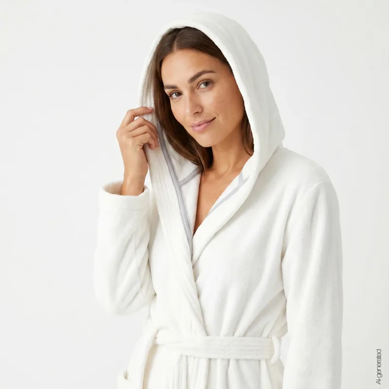 Cawö The Luxury women's hooded bathrobe – White 852-600