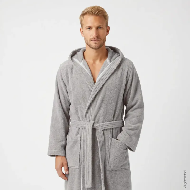 Cawö The Luxury men's hooded bathrobe – Metal Grey 853-735