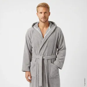 Cawö The Luxury men's hooded bathrobe – Metal Grey 853-735