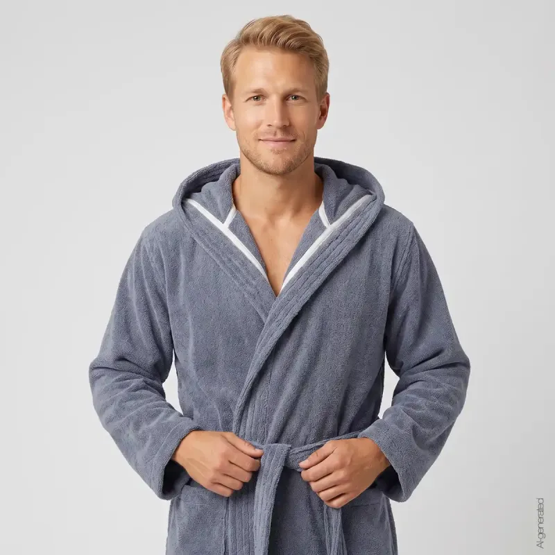 Cawö The Luxury men's hooded bathrobe – Night Blue 853-119