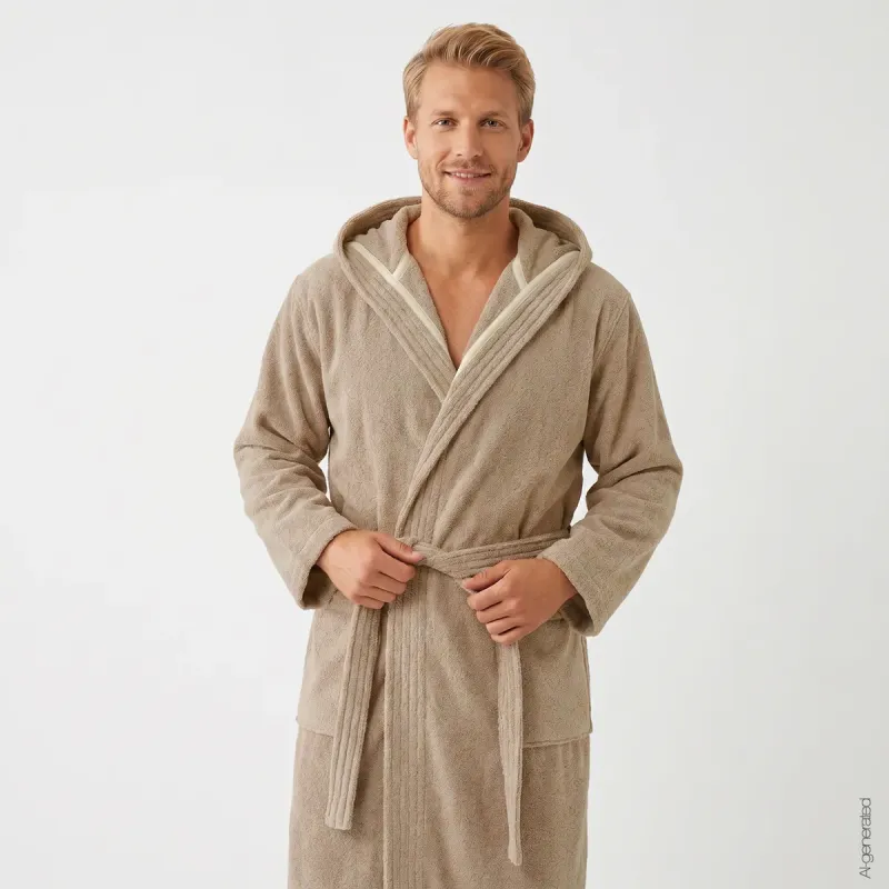 Cawö The Luxury men's hooded bathrobe – Sand 853-375