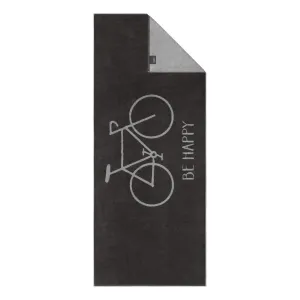 Cawö Travel cotton towel, bicycle design – basalt grey 6287-77