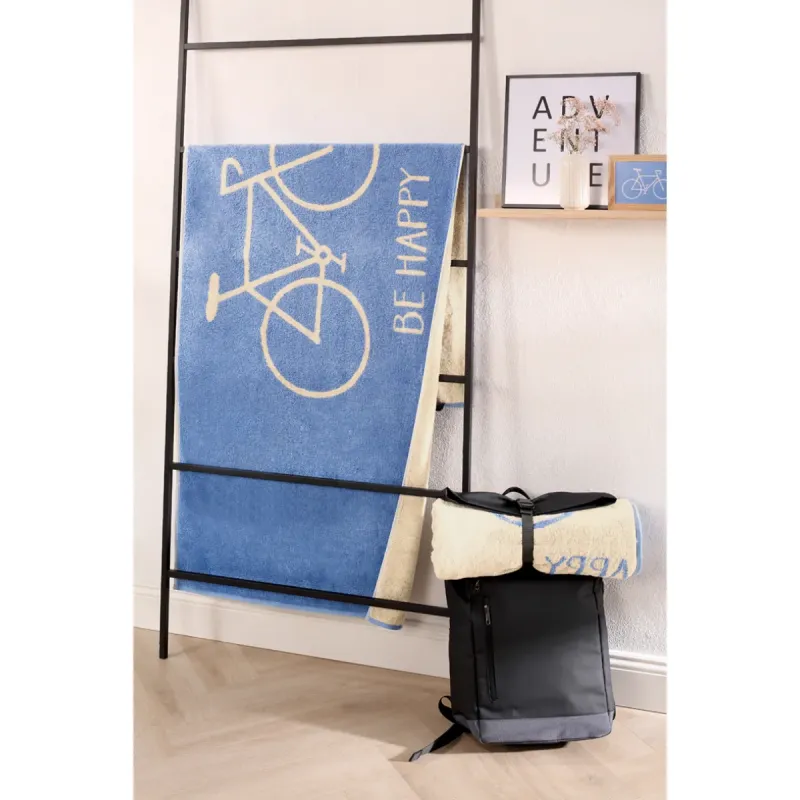 Cawö Travel cotton towel, bicycle design – capri blue 6287-13
