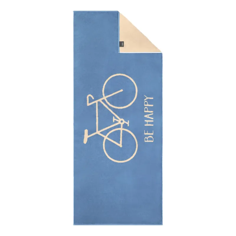 Cawö Travel cotton towel, bicycle design – capri blue 6287-13