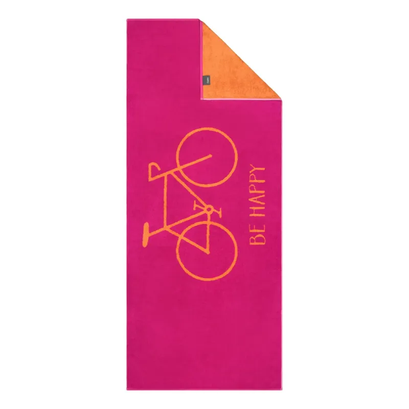Cawö Travel cotton towel, bicycle design – pink 6287-23