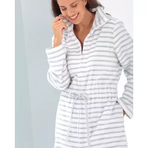 Cawö Tunn Kort Morgonrock Dam med Dragkedja 6597-76 Silver