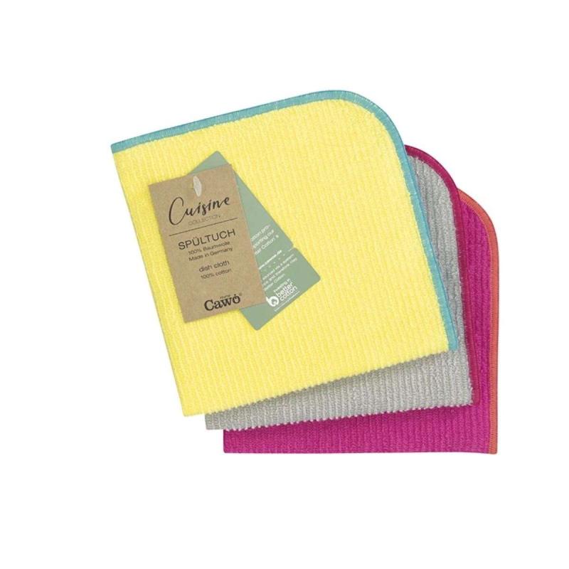 3-pack Cawö Tygdisktrasor lemon/rosa