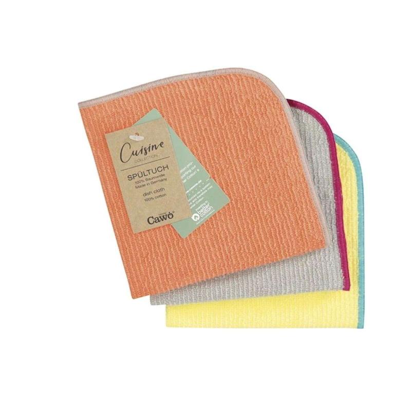 3-pack Cawö Tygdisktrasor mandarin/lemon