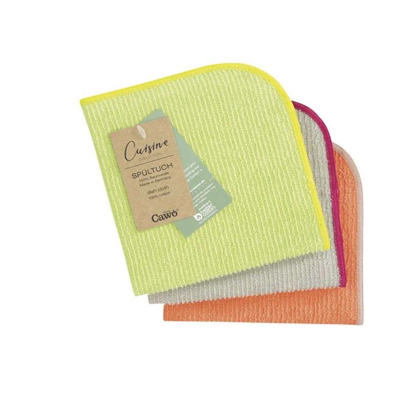 3-pack Cawö Cloth dishcloths pistachio/tangerine