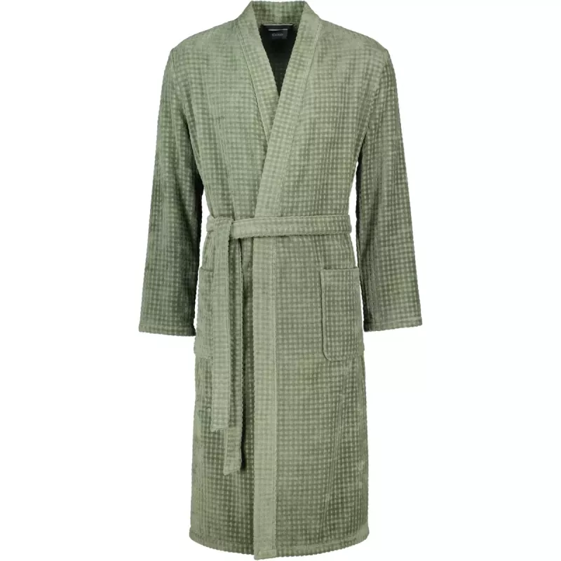 Cawö Men's Waffle Pique Robe Kimono 5508-453 Field