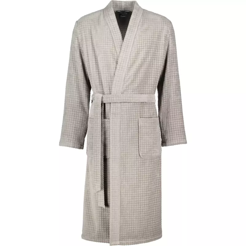 Cawö Men's Waffle Pique Robe Kimono 5508-779 Graphite