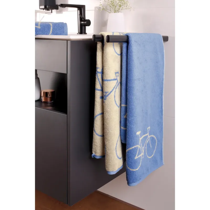 Cawö Velo cotton towel, bicycle design – capri blue 6298-13
