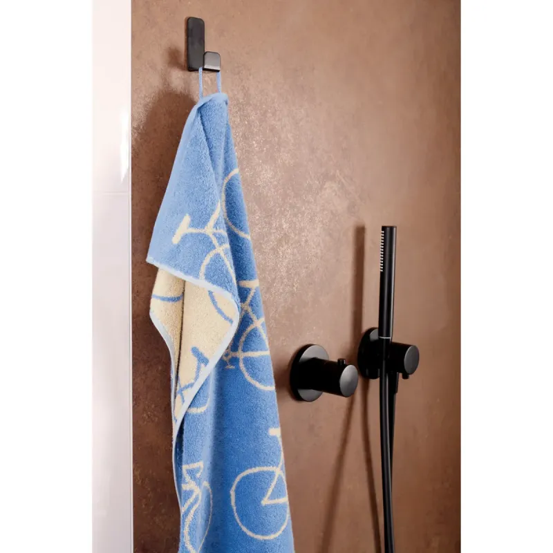 Cawö Velo cotton towel, all-over bicycle print – capri blue 6299-13