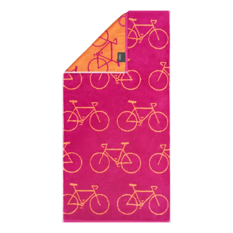 Cawö Velo cotton towel, all-over bicycle print – pink 6299-23
