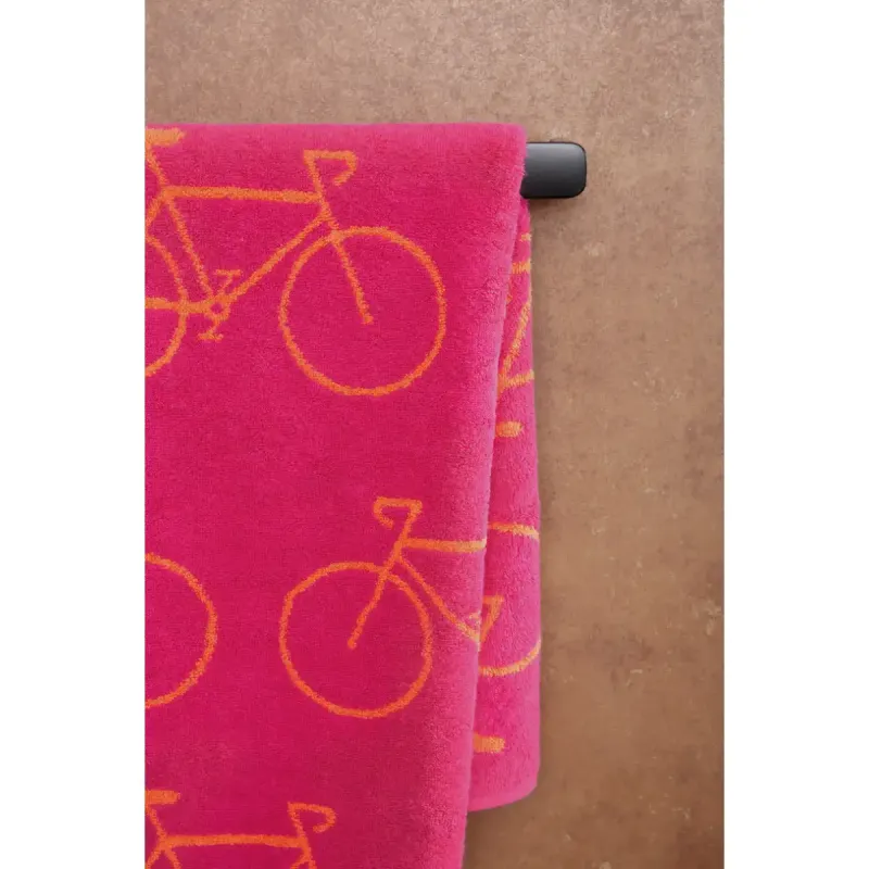 Cawö Velo cotton towel, all-over bicycle print – pink 6299-23