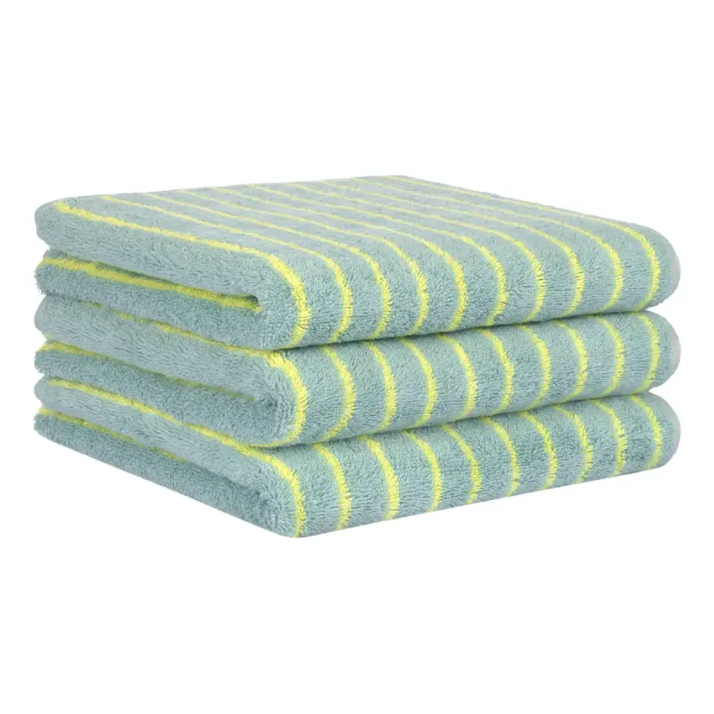 Cawö Weekend cotton towel, striped – green/lemon 6296-40