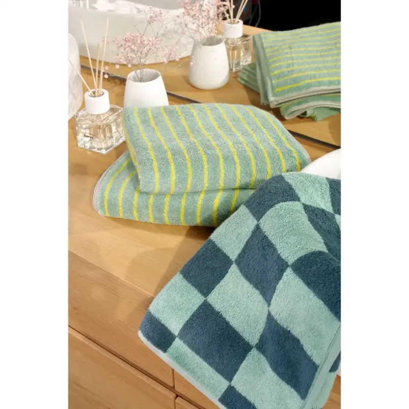 Cawö Weekend cotton towel, striped – green/lemon 6296-40